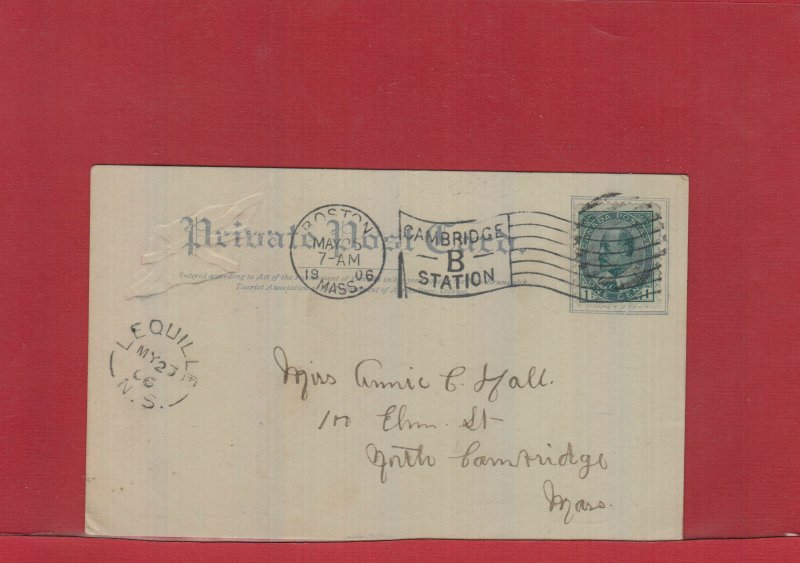 Lequille, N.S. split ring Edward 1906 Canada post card Queen Square St. JOhn N.B 