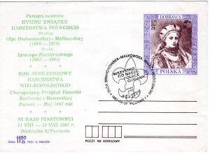 Poland 1987 Scout cancel on postal stationery envelope