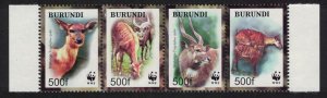 Burundi WWF Sitatunga Strip of 4v SG#1638-1641 MI#1867-1870 SC#774 a-d CV£10