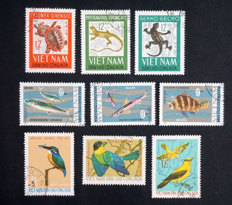 VIETNAM  Lot of 9 used stamps, 3 sets