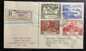 1950 Nukualofa Tonga Toga First day Cover  to Brooklyn USA Universal Postal Unio