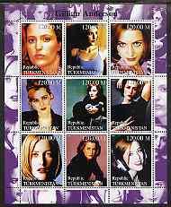 Turkmenistan 2000 Gillian Anderson Actress Famous People Lady Art Film Stamps