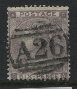 GB QV Used Abroad Gibraltar numeral A26 on 1856 6d