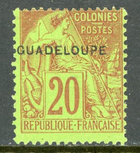 Guadeloupe 1891 French Colony 20¢ Red  Stanley Gibbons #27 Mint  D900