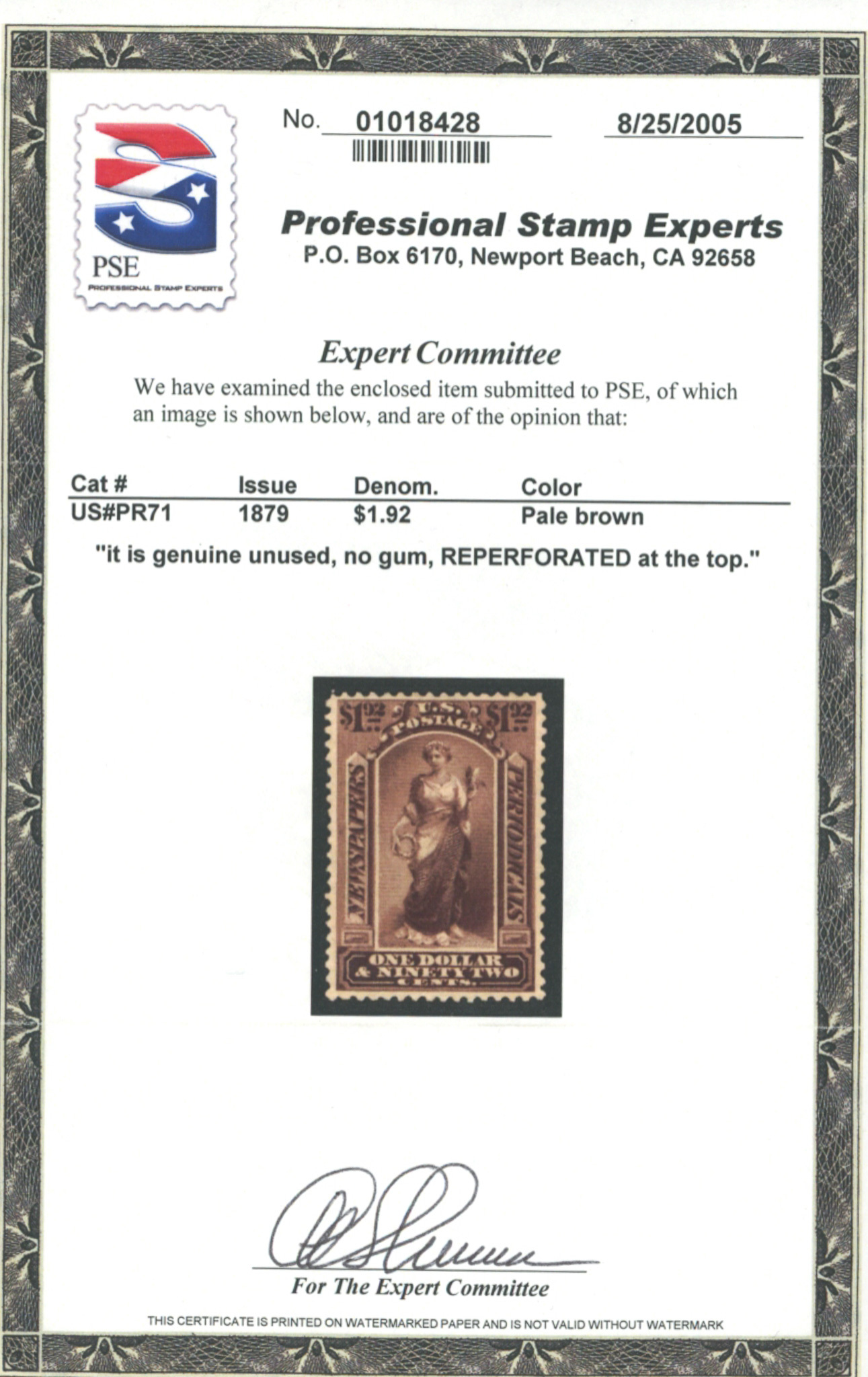 U.S. #Pr71 Mint With PSE Cert | United States, Newspaper Stamps Stamp ...