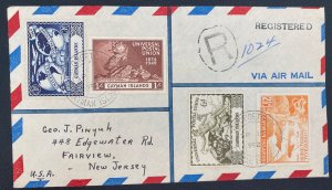 1952 Cayman Island Cover To Fairview NJ USA Universal Postal Union Stamps