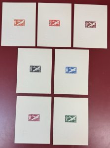 Malagasy (Madagascar), 1943, Scott #C37-C43 Complete Set, Proofs, Deluxe Sheets