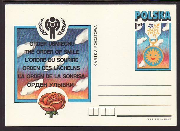 Poland The Order of Smile IYC Unused Postal Card 