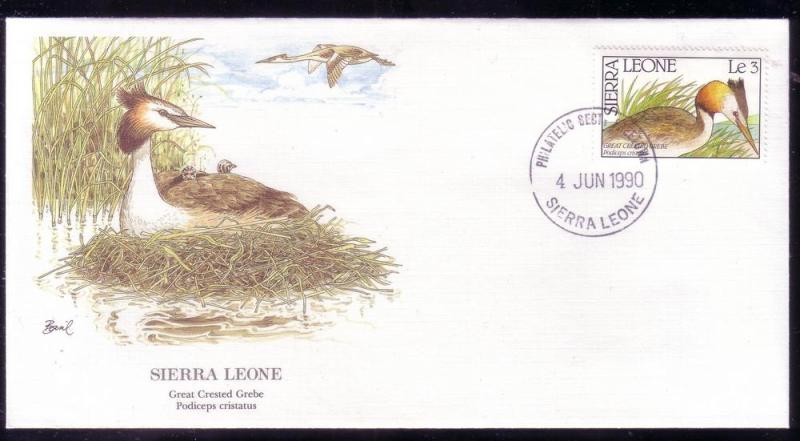 Sierra Leone FDC SC# 1233 Great Crested Grebe L315