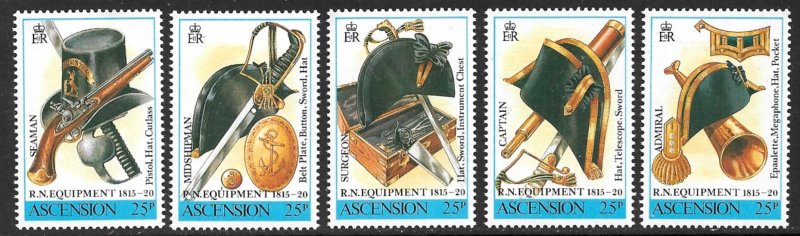 ASCENSION 1990 NAVAL HATS and Equipment Set of 5 Sc 482 MNH