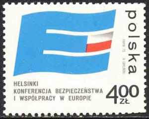 Poland 1975 Sc 2109 European Security Emblem Flag Stamp MH