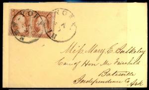 26a Used Pair on Cover with Double Vertical perfs APS Cert