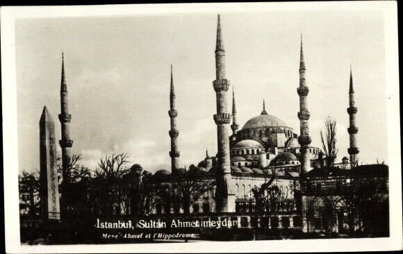 RPPC Constantinople Istanbul Turkey, Sultan Ahmed-II Square, Mosque, Blue Mosque