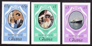 Ghana 1981 Royal Wedding sg952-954 Imperf. MNH