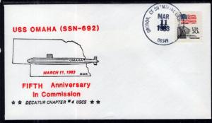 US USS Omaha 5th Anniversary in Commission 1983 Submarine Cover