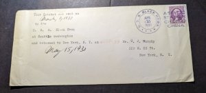1933 USA Ship Post Cover USS Black Hawk Seattle WA to New York NY