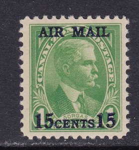 Canal Zone Scott C2,  1929 15c Air Mail Type 2 O/P, VF MNH. Scott $60 as MH