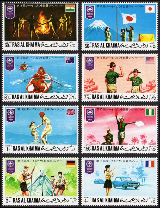 Ras Al Khaima Mi #519-526 set/8  mnh - 1971 World Scout Jamboree Japan