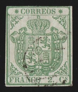 SPAIN 1854 Arms 2c. EXPERTISED VERY RARE GENUINE !