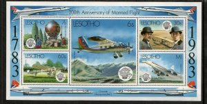 Lesotho 1983 - Manned Flight - Concorde - Sheet of 5 Stamps - Scott #407 - MNH