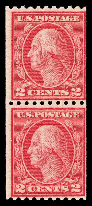 Scott 488 1916 2¢ Washington Coil Type III Mint Pair Fine NH Cat $17.50