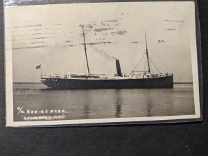 Steamer SS SAN MARCOS, GALVESTON, TEXAS 1908 Naval Postcard w/ note