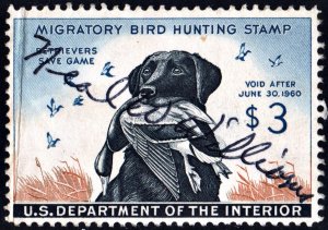 RW26 $3.00 Labrador with Mallard Duck Stamp (1959) Used