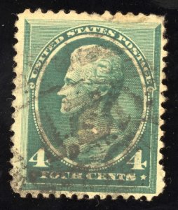 US Scott 211 Used 4c blue green Andrew Jackson Lot 976 bhmstamps