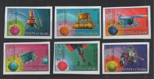 Ajman  #1216-21B (1971 imperforate Space Vehicles set) VFMNH CV €6,50