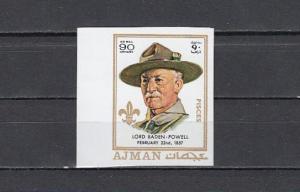 Ajman, Mi cat. 786 B. Scout Baden Powell, IMPERF value from set.  