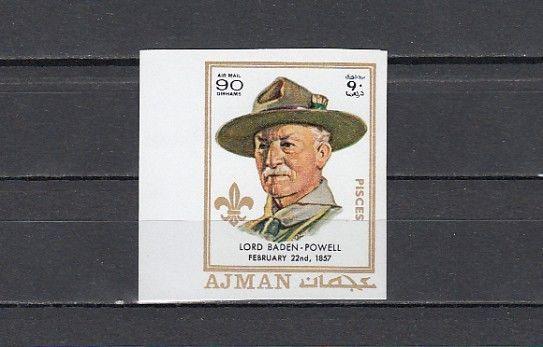 Ajman, Mi cat. 786 B. Scout Baden Powell, IMPERF value from set.  