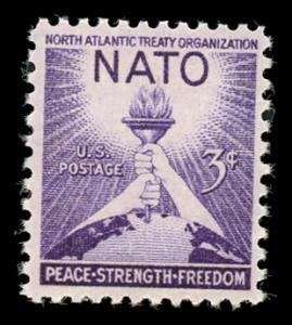 SCOTT  1008  NATO  3¢  SINGLE  MINT NEVER HINGED