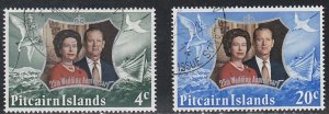 Pitcairn Isl # 127-128, Queen Elizabeth's Silver Wedding, Used, 1/2 Cat.