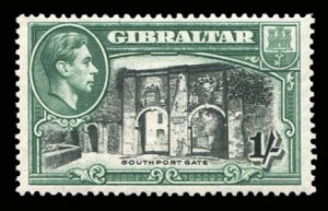 Gibraltar #114b (SG 127) Cat£75, 1938-49 1sh greenish black, perf. 13 1/2, n...