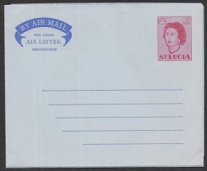 St. Lucia Aerogramme  QEII  15c 1965  Scott #189 (1)  Mint