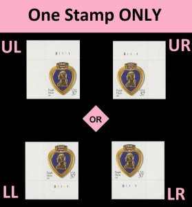 US 3784 Purple Heart 37c plate single B1111 MNH 2003