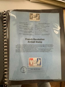 USPS Souvenir Page Scott  1989 French revolution air mail stamp