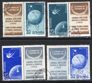 Thematic stamps ROMANIA 1957 SATLLITE WITH LABELS 2543/6 used