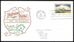 USA Sc# 1454 (Artopages cachet) FDC (e) 1972 Mount McKinley National Park