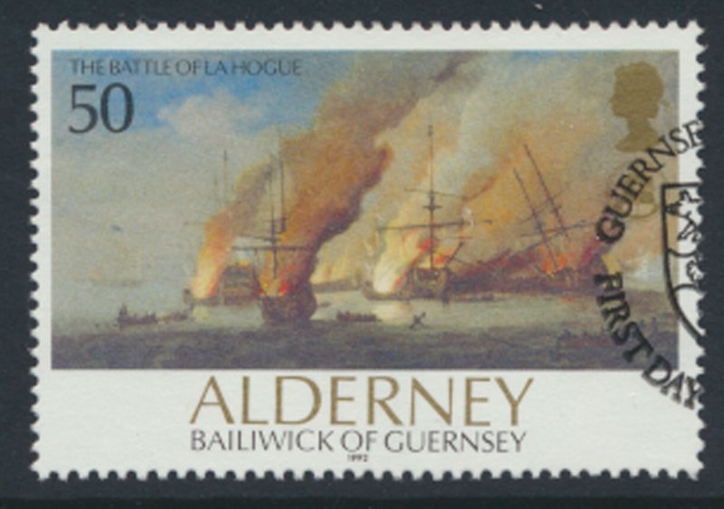 Alderney  SG A55  SC# 68  Ships Battle La Hogue Used First Day Cancel - as pe...