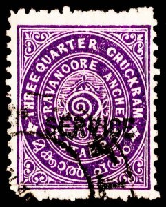 India States Scott Travancore O52 Used.