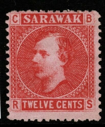 SARAWAK SG7 1875 12c RED/PALE ROSE UNUSED AS ISSUED 