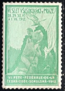 1912 Czechoslovakia Poster Stamp Sokol Federal All School Athletic Gathering MNH