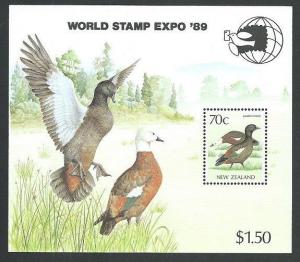 NEW ZEALAND 1989 Stamp Expo 70c Duck souvenir sheet MNH...................64486b