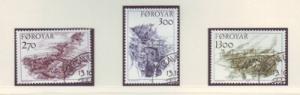 Faroe Islands Sc 149-51 1986 old stone bridges stamp set ...