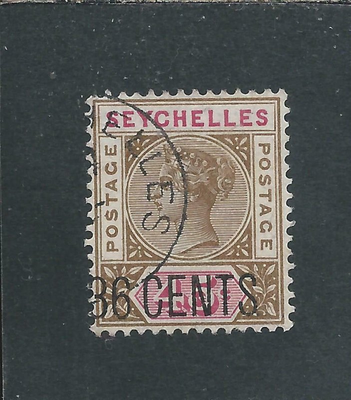 SEYCHELLES 1896 36c on 45c BROWN & CARMINE FU SG 27 CAT £60