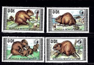 Mongolia 1758-61 MNH 1989 Beavers    (ap1654)