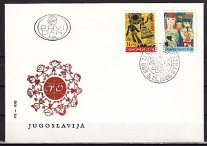 Yugoslavia, Scott cat. 1641-1642. Children`s Drawings. First day cover.