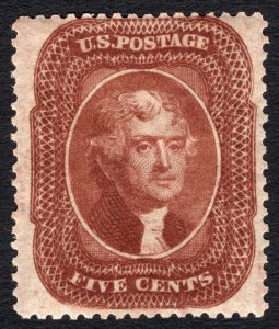 Scott 30, Unused, ORIGINAL GUM, Graded 80 Cert, SCARCE! CV $1,500