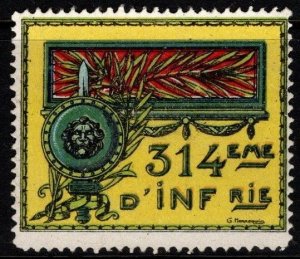 1914 WW One France Delandre Poster Stamp 314th Infantry